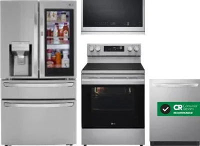 4 Piece Package Includes Refrigerator, Range, Microwave And Dishwasher