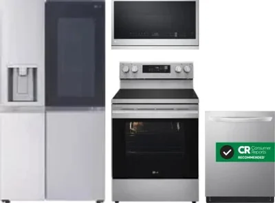4 Piece Package Includes Refrigerator, Range, Microwave And Dishwasher