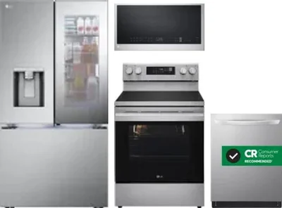 4 Piece Package Includes Refrigerator, Range, Microwave And Dishwasher
