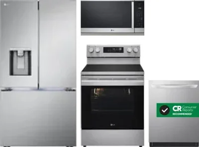 4 Piece Package Includes Refrigerator, Range, Microwave And Dishwasher