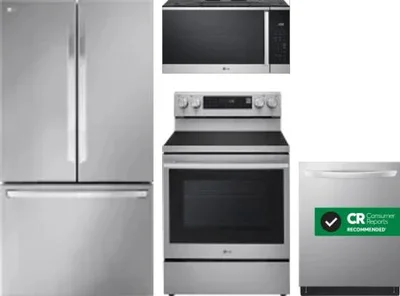 4 Piece Package Includes Refrigerator, Range, Microwave And Dishwasher