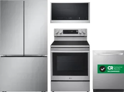 4 Piece Package Includes Refrigerator, Range, Microwave And Dishwasher