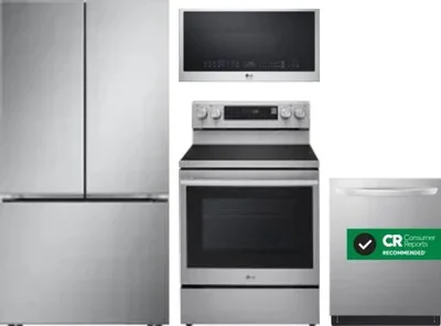 4 Piece Package Includes Refrigerator, Range, Microwave And Dishwasher