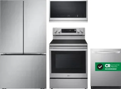 4 Piece Package Includes Refrigerator, Range, Microwave And Dishwasher