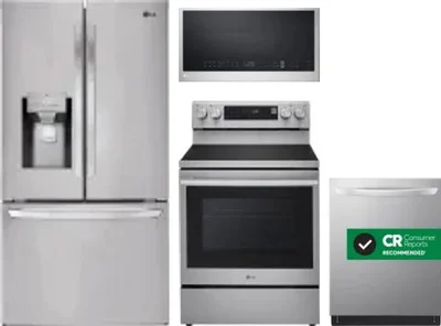 4 Piece Package Includes Refrigerator, Range, Microwave And Dishwasher