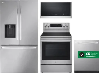 4 Piece Package Includes Refrigerator, Range, Microwave And Dishwasher
