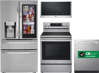 4 Piece Package Includes Refrigerator, Range, Microwave And Dishwasher