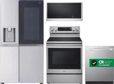 4 Piece Package Includes Refrigerator, Range, Microwave And Dishwasher