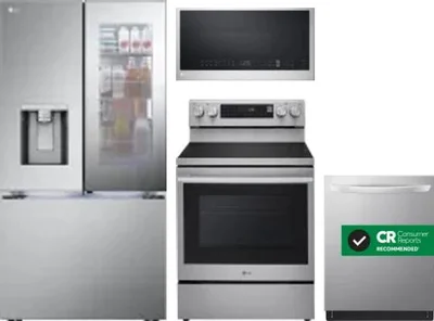 4 Piece Package Includes Refrigerator, Range, Microwave And Dishwasher