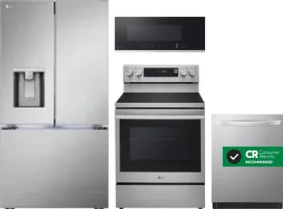 4 Piece Package Includes Refrigerator, Range, Microwave And Dishwasher