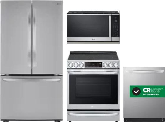 4 Piece Package Includes Refrigerator, Range, Microwave And Dishwasher