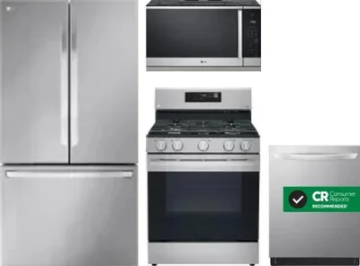 4 Piece Package Includes Refrigerator, Range, Microwave And Dishwasher