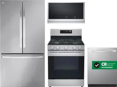 4 Piece Package Includes Refrigerator, Range, Microwave And Dishwasher