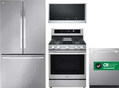 4 Piece Package Includes Refrigerator, Range, Microwave And Dishwasher