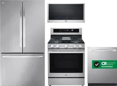 4 Piece Package Includes Refrigerator, Range, Microwave And Dishwasher