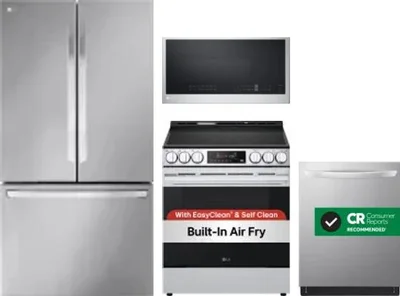 4 Piece Package Includes Refrigerator, Range, Microwave And Dishwasher
