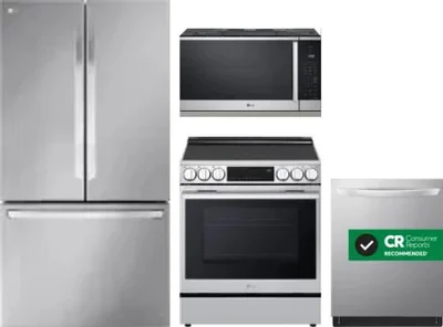 4 Piece Package Includes Refrigerator, Range, Microwave And Dishwasher
