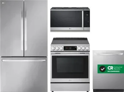 4 Piece Package Includes Refrigerator, Range, Microwave And Dishwasher