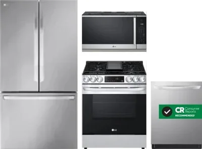 4 Piece Package Includes Refrigerator, Range, Microwave And Dishwasher