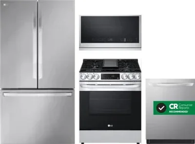 4 Piece Package Includes Refrigerator, Range, Microwave And Dishwasher