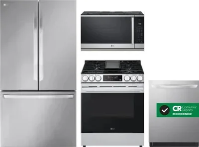 4 Piece Package Includes Refrigerator, Range, Microwave And Dishwasher