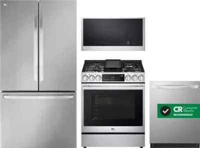 4 Piece Package Includes Refrigerator, Range, Microwave And Dishwasher