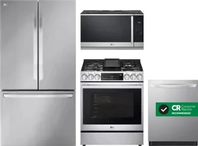 4 Piece Package Includes Refrigerator, Range, Microwave And Dishwasher