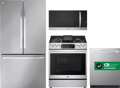 4 Piece Package Includes Refrigerator, Range, Microwave And Dishwasher