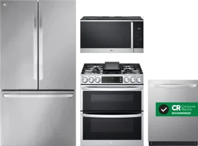 4 Piece Package Includes Refrigerator, Range, Microwave And Dishwasher