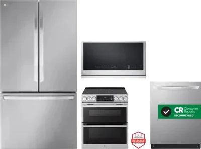 4 Piece Package Includes Refrigerator, Range, Microwave And Dishwasher