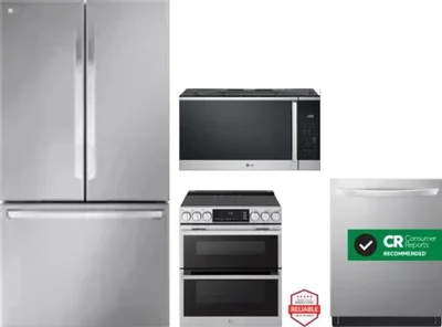 4 Piece Package Includes Refrigerator, Range, Microwave And Dishwasher