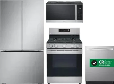 4 Piece Package Includes Refrigerator, Range, Microwave And Dishwasher