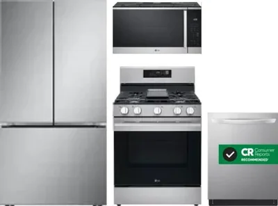 4 Piece Package Includes Refrigerator, Range, Microwave And Dishwasher