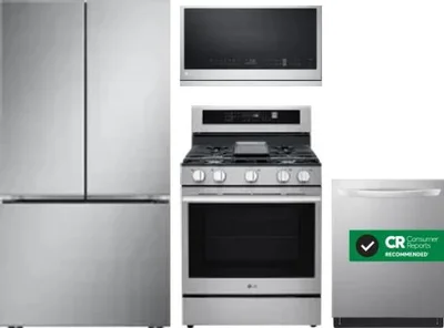 4 Piece Package Includes Refrigerator, Range, Microwave And Dishwasher