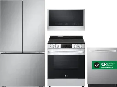 4 Piece Package Includes Refrigerator, Range, Microwave And Dishwasher