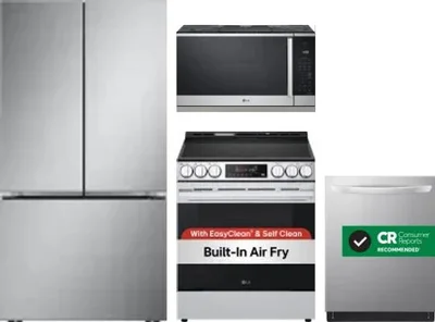 4 Piece Package Includes Refrigerator, Range, Microwave And Dishwasher