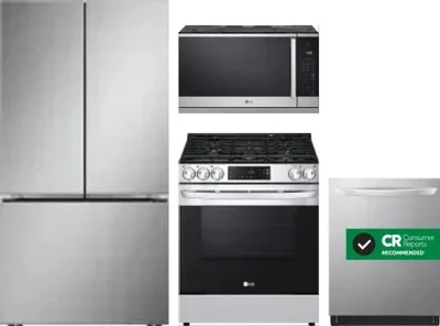 4 Piece Package Includes Refrigerator, Range, Microwave And Dishwasher