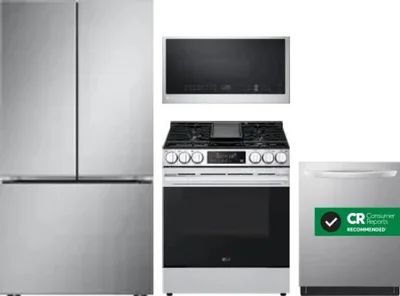 4 Piece Package Includes Refrigerator, Range, Microwave And Dishwasher