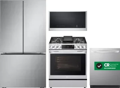 4 Piece Package Includes Refrigerator, Range, Microwave And Dishwasher
