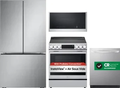 4 Piece Package Includes Refrigerator, Range, Microwave And Dishwasher