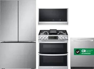 4 Piece Package Includes Refrigerator, Range, Microwave And Dishwasher