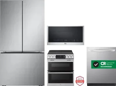 4 Piece Package Includes Refrigerator, Range, Microwave And Dishwasher