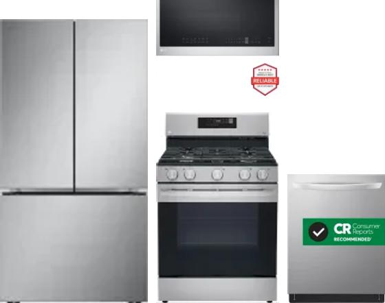 4 Piece Package Includes Refrigerator, Range, Microwave And Dishwasher