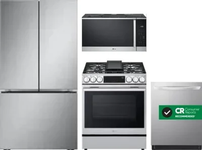 4 Piece Package Includes Refrigerator, Range, Microwave And Dishwasher