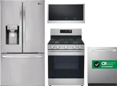 4 Piece Package Includes Refrigerator, Range, Microwave And Dishwasher
