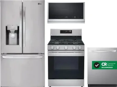 4 Piece Package Includes Refrigerator, Range, Microwave And Dishwasher