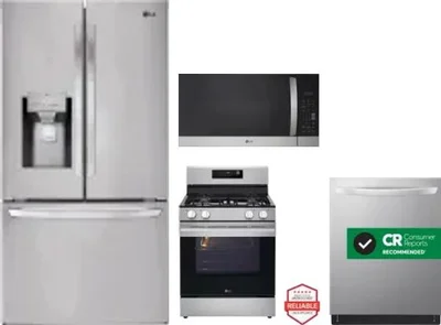 4 Piece Package Includes Refrigerator, Range, Microwave And Dishwasher