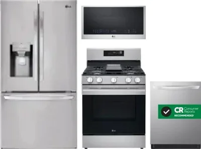 4 Piece Package Includes Refrigerator, Range, Microwave And Dishwasher