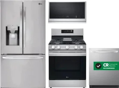 4 Piece Package Includes Refrigerator, Range, Microwave And Dishwasher