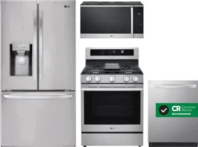 4 Piece Package Includes Refrigerator, Range, Microwave And Dishwasher